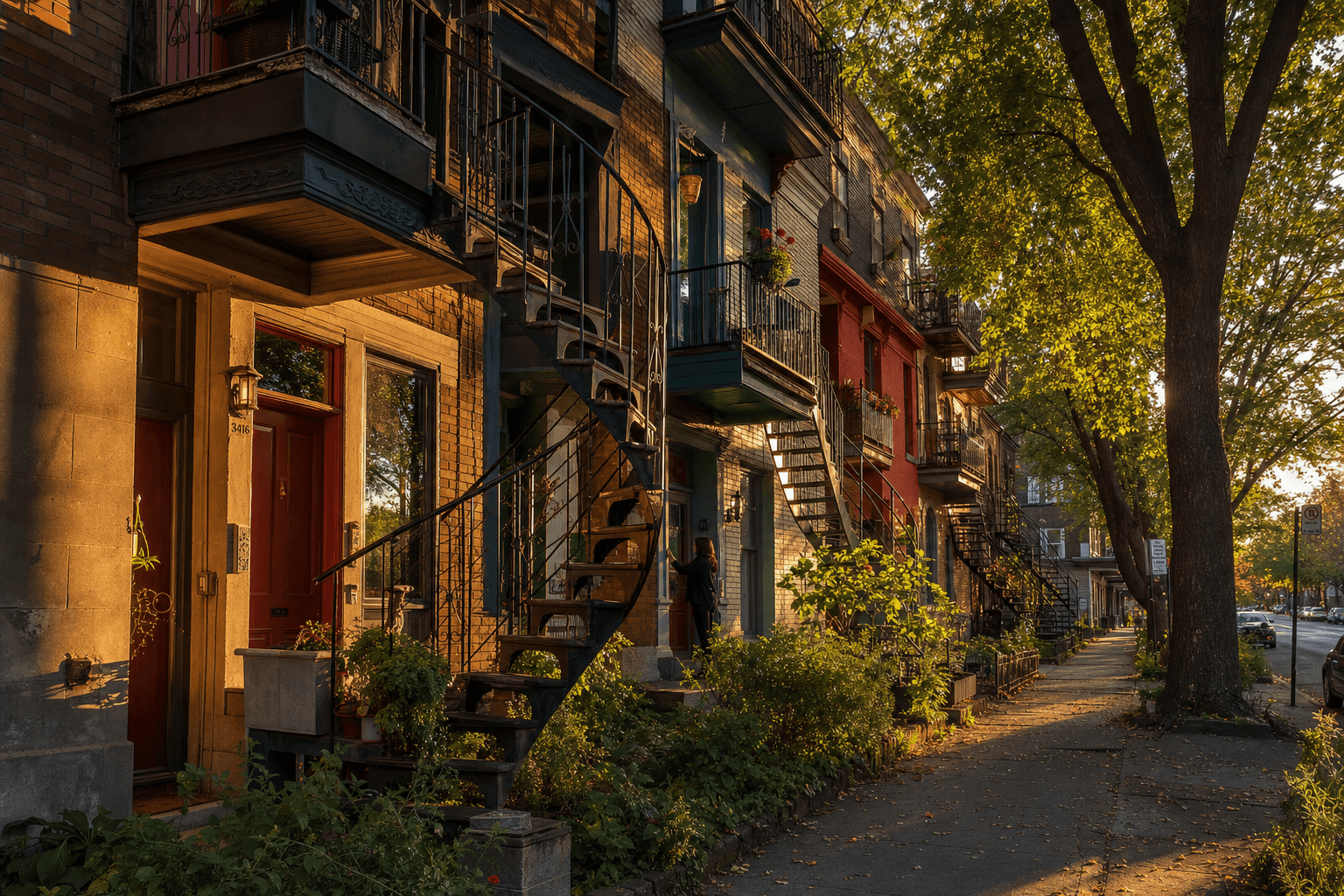 Plateau Mont-Royal apartments at golden hour